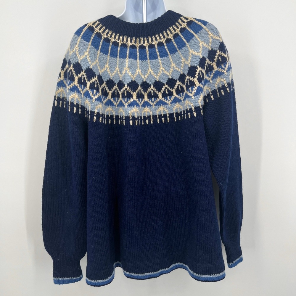 Hand Knit Norway Bohus Cardigan Fair Isle Heavy Wool Metal Buttons Skiing Warm - Picture 4 of 9